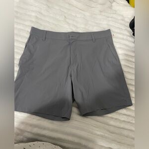RHONE Men's Gray Flat-Front Performance Shorts